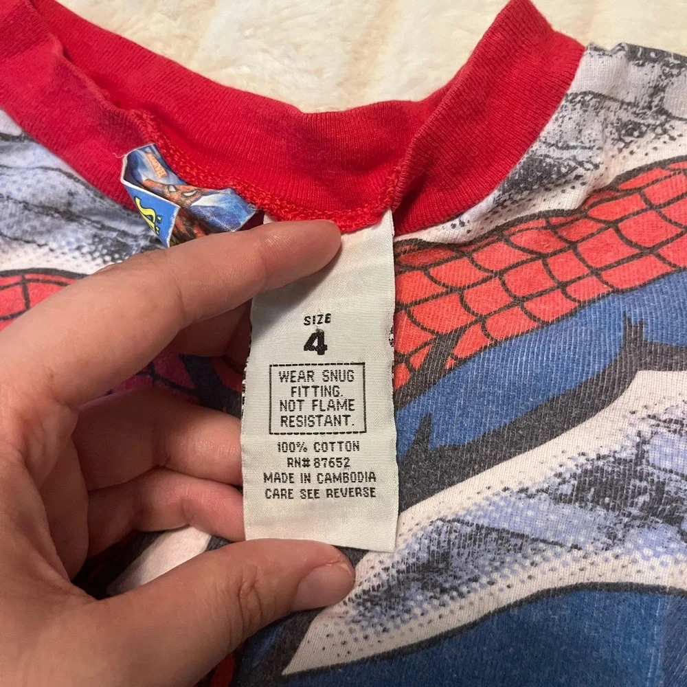 VTG Y2K Marvel Amazing Spider-Man Classic Pajama Unisex Kids Sz 4 Cartoon PJ Top